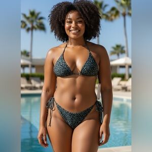 NWT Palm Angels Animal Print Brazilian Bikini Set in
Green & Black Size XXL